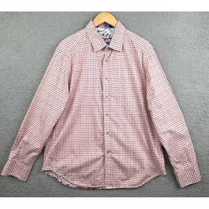 Robert Graham Shirt Mens XL Red White‎ Check Classic Fit L/S  Flip Cuff
